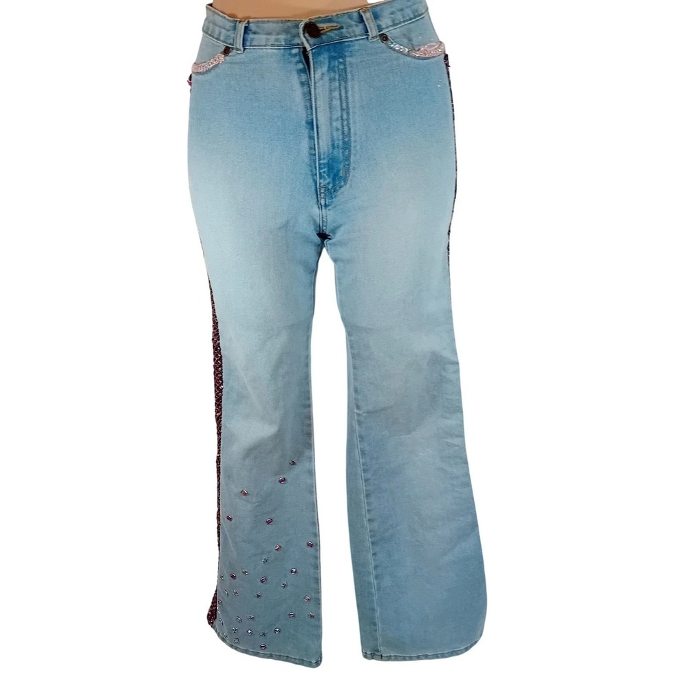 UPCYCLED OOAK Vintage Y2K Womens Wrangler Jeans Bedazzled Girly Mcbling Flare 26